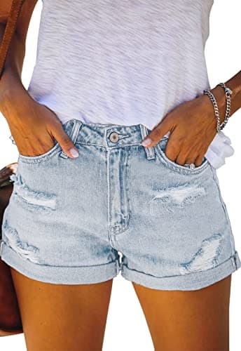 Metietila Women's Ripped High Waisted Denim Shorts