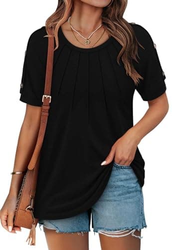 Angerella Womens Pleated Casual Summer Tops