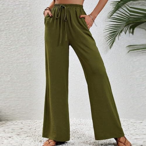 Yxzogd High-Waisted Loose Flowy Palazzo Pants for Women Summer Business Casual