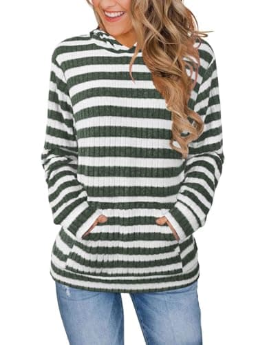 Bosmeer Women's Long Sleeve Shirts with Kangaroo Pocket & Hood Fall Pullovers