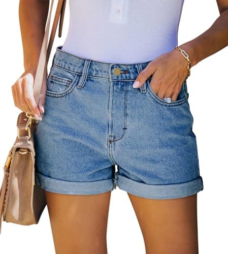 Magritte Mid-Waisted Ripped Denim Shorts for Women