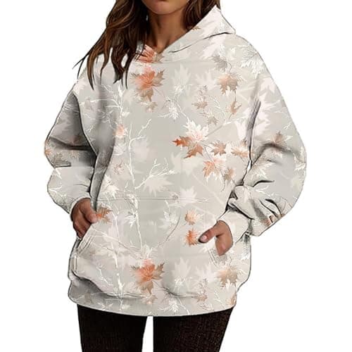 Weinexra Women's Oversized Camo Maple Leaf Hoodie