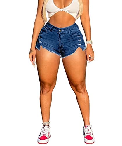 SIAEAMRG High Waisted Womens Summer Stretchy Denim Shorts