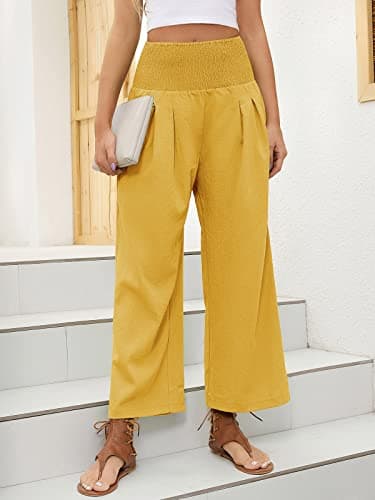 QIANXIZHAN Women's Cropped Wide Leg Palazzo Pants
