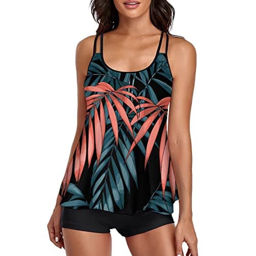 LCMW Women's Flowy Control Top Bikini with Boyshorts