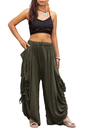 Thaluta Women's Palazzo Pants with Pockets Maxi Skirt