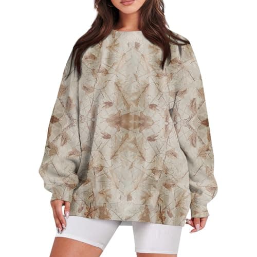 GOFULY Oversized Camo Pullover Sweatshirt for Women