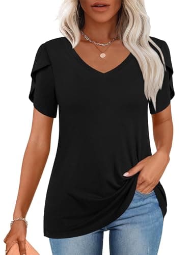 CATHY 2025 Women's Short Sleeve V-Neck Tunic Tops S-4XL