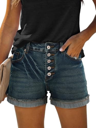 KISSMODA High-Waisted Ripped Denim Shorts for Women