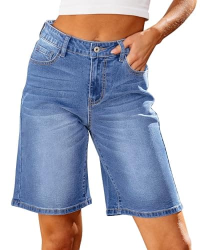 Luvamia High-Waisted Bermuda Jean Shorts for Women