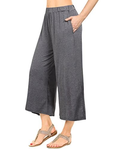 GlorySunshine Women's Elastic Waist Palazzo Pants with Pockets