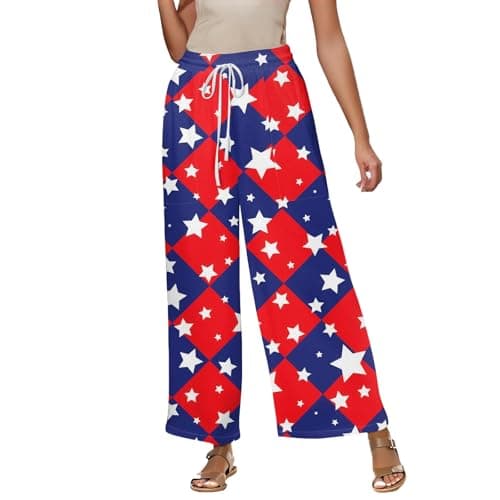 Elastic High Waisted Floral Print Wide Leg Linen Pants with Pockets