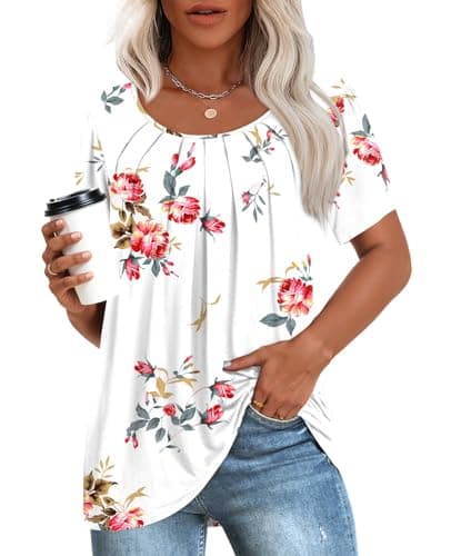 Anymeet Women's Summer Pleated Tunic Shirts M-3XL
