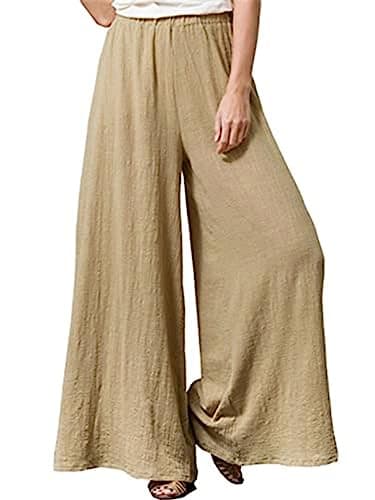 Hisanny Plus Size Wide Leg Linen Pants with Pockets L 5XL