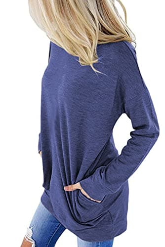Angerella Women's Casual Loose Fit Shirts with Printed Pockets