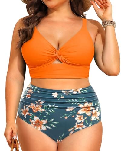 Daci Plus Size Knot Twist High Waisted Bikini Tummy Control_swimsuits 2025