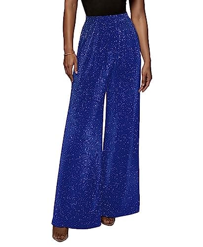 GUOLEZEEV Women's High Elastic Waist Wide Leg Palazzo Casual Trouser
