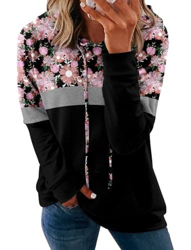 Women's Casual Tie Dye & Floral Print Hoodie Sweatshirt