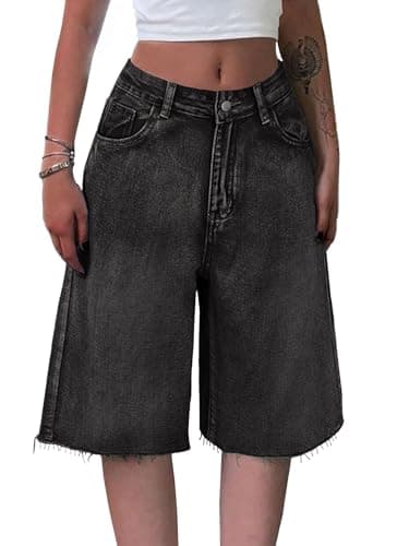 EMMIOL Women's Baggy Jean Jorts Mid-Low Waisted Denim Shorts
