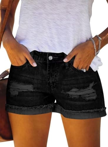 JOCAFIYE Women's High Waisted Ripped Jean Shorts