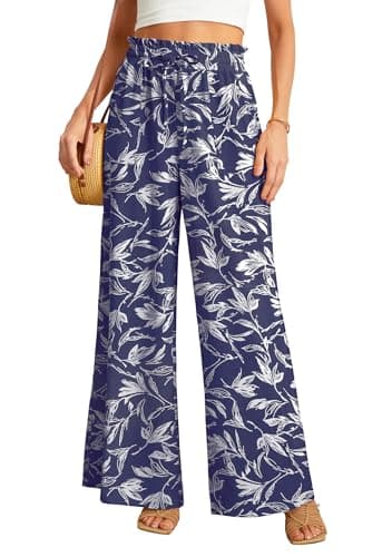 JINKESI Women's High-Waist Wide Leg Loose Pants with Adjustable Ties