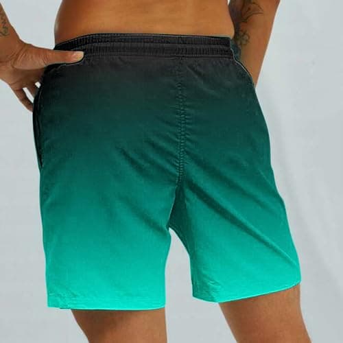 Sunaei Gradient Men's Stretch Jogger Shorts for Summer Beach Wear
