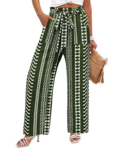 Flowy Women's Wide Leg Pants with Elastic Waist and Pockets, Ideal for Business or Casual Wear