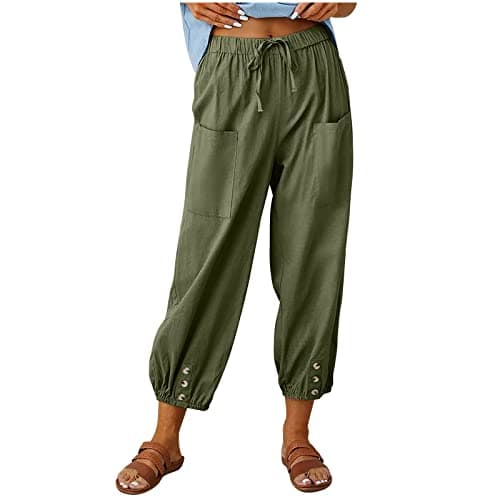Itsame High Waist Cotton Linen Pants for Women