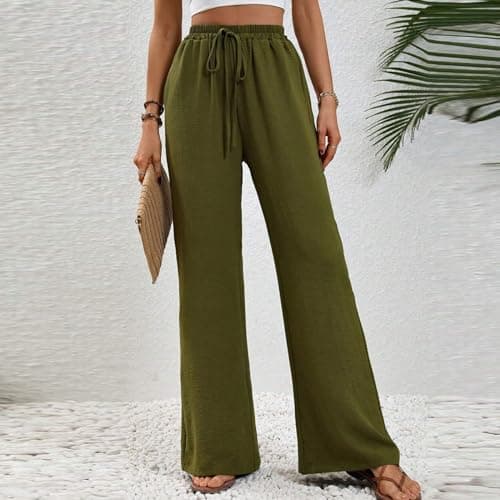 Yxzogd High-Waisted Loose Flowy Palazzo Pants for Women Summer Business Casual