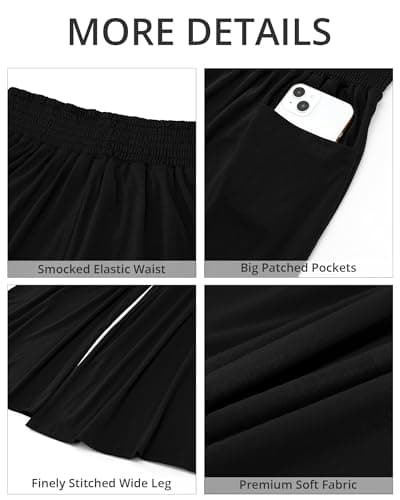 GRAPENT High-Waisted Smocked Elastic Waist Wide Leg Pants