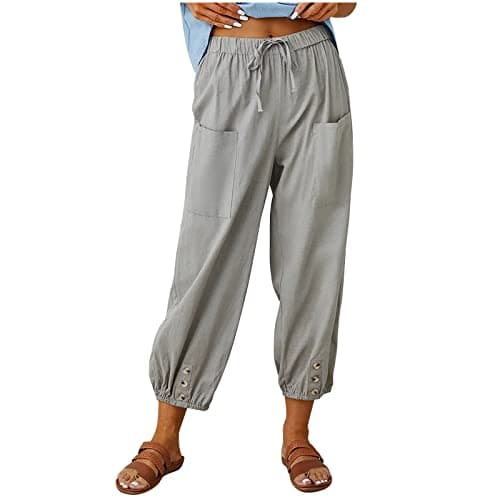 Itsame High Waist Cotton Linen Pants for Women