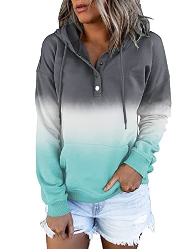 Women's Button Down Hooded Sweatshirts with Pockets