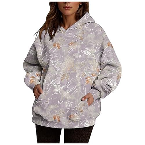 Ceboyel Womens Maple Leaf Camo Oversized Hoodie Trendy Teen Girls Fashion