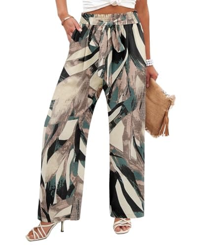 Flowy Women's Wide Leg Pants with Elastic Waist and Pockets, Ideal for Business or Casual Wear