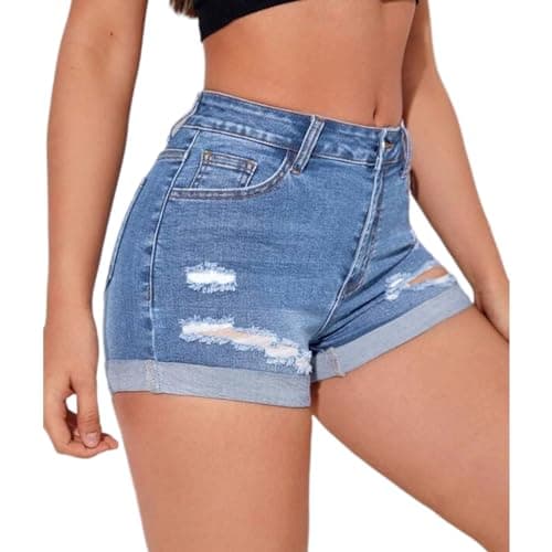 Tegmow Women's Summer Ripped Distressed Denim Shorts