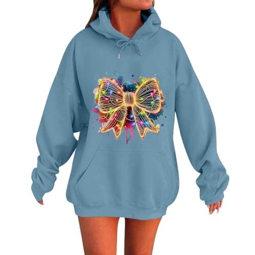 Cute Women's 2024 Oversized Christmas Sweatshirt with Pocket