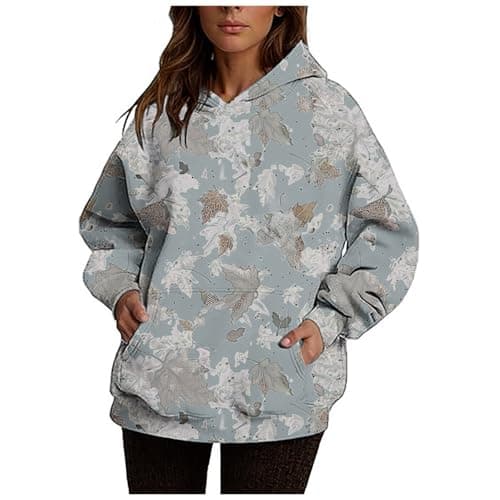 Ceboyel Womens Maple Leaf Camo Oversized Hoodie Trendy Teen Girls Fashion