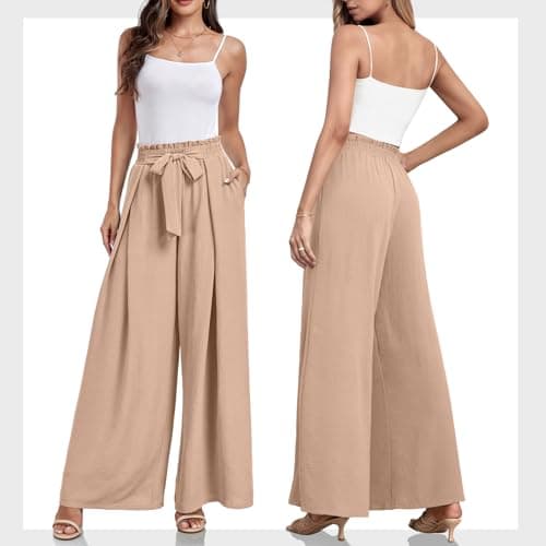 Lepunuo High Waisted Wide Leg Palazzo Pants for Women with Pockets