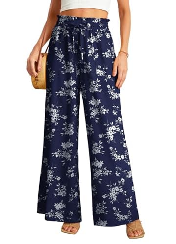 JINKESI Women's High-Waist Wide Leg Loose Pants with Adjustable Ties