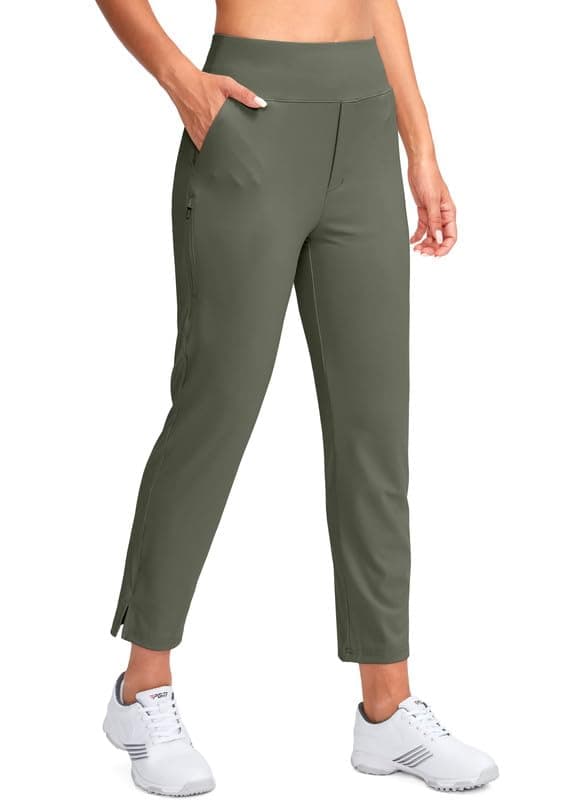 YYV Women's Stretch High Waist Ankle Pants with Pockets for Golf & Casual Business Travel