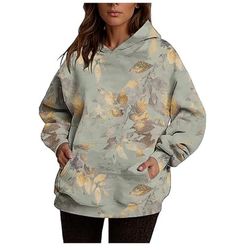 Ceboyel Womens Maple Leaf Camo Oversized Hoodie Trendy Teen Girls Fashion