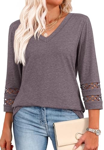 XIEERDUO Women's Trendy V-Neck Casual Tops Summer Clothes