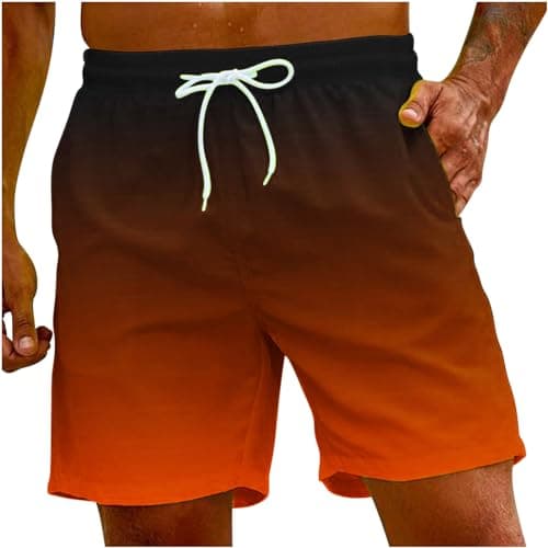Sunaei Gradient Men's Stretch Jogger Shorts for Summer Beach Wear