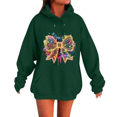 Cute Women's 2024 Oversized Christmas Sweatshirt with Pocket