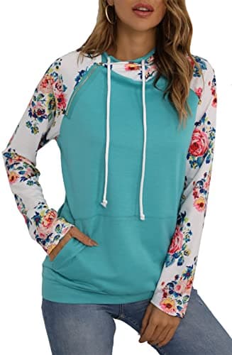 Barlver Women's Casual Color Block Long Sleeve Hoodies with Pocket