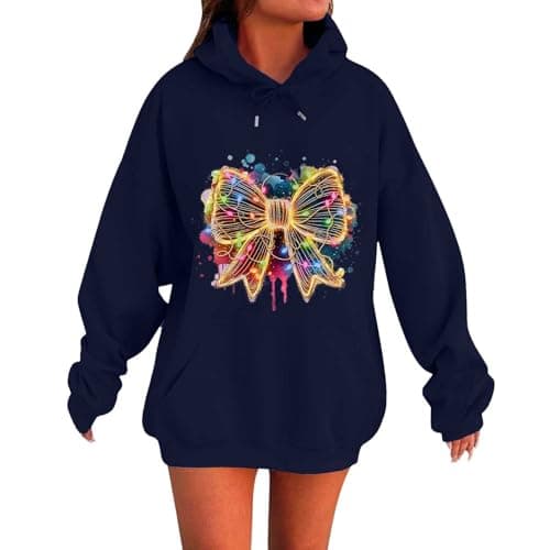 Cute Women's 2024 Oversized Christmas Sweatshirt with Pocket