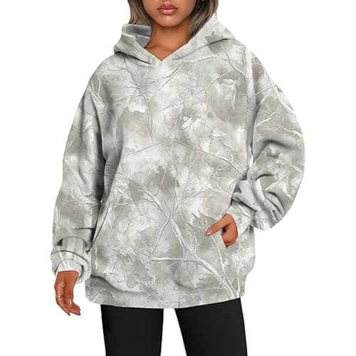 Weinexra Women's Camo Maple Leaf Print Oversized Hoodie Fleece Sweatshirt