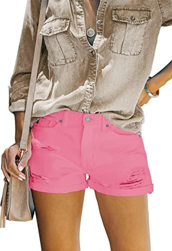 Metietila Women's Ripped High Waisted Denim Shorts