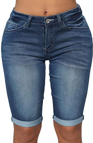 Rosswear Women's Mid Rise Stretch Denim Bermuda Shorts