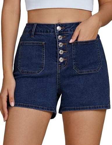 Luvamia Women's High-Waisted Casual Stretch Denim Shorts